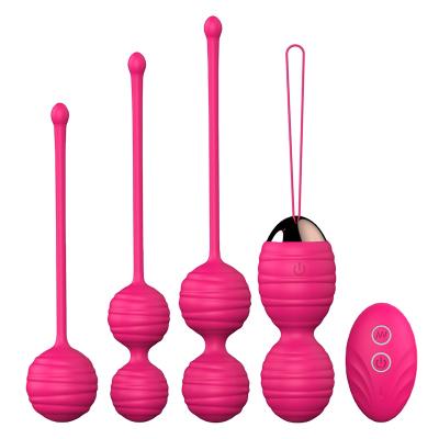 China 12 Modes Vibrating Rose Red and Purple Balls Kegel Exercise Balls Pelvic Bladder Control and Pelvic Floor Strengthening Device for sale