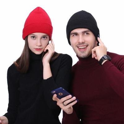 China breathable & Wireless Music Beanie Gorros Leather Hat Knitted Hat Waterproof With Blue Tooth Winter Hats for sale