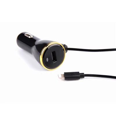 China Hot Sale Cell Phone Mobile Phone Use Car Charger 2 In 1 3.4 Amp Car Charger With 1.5m USB TPU Cable For Apple Android Type C Phones for sale