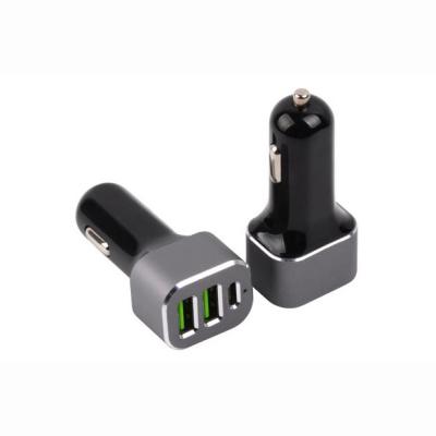 China Compatible With All Type C Three Ports QC3.0 Palladium Aluminum Alloy Frontier Car USB Devices OEM ODM Dual USB Fast Charging Charger for sale