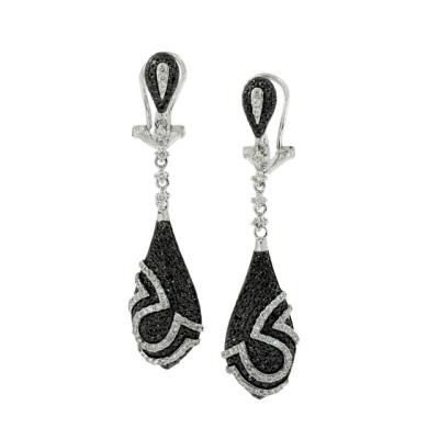 China Casual ODM Hot Items New Collection Fashion Jewellery 18K White Gold Real White Diamond Good Quality Black Diamond Earring for sale