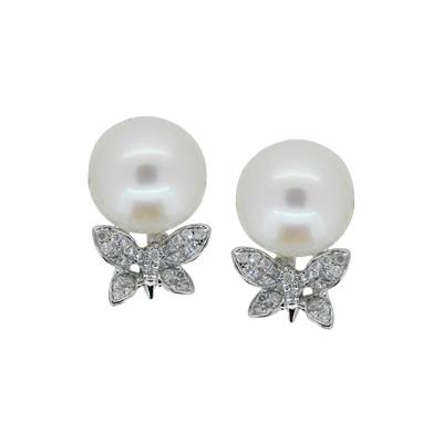 China CLASSIC Earring for Women Fashion Pearl 18K White Gold Pearl Earrings Wholesale for sale