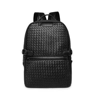 China Fashion Waterproof Good Quality Casual Travel Mens Business PU Leather Woven Backpack for sale