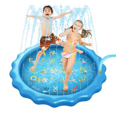 China PVC 68in Fashion Water Spray Inflatable Water Protection Round Splash Game Inflatable Kids Pool for sale