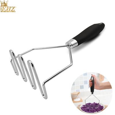 China Manual Potato Crusher Heavy Duty Food Smasher Manual Stainless Steel Wire Potato Press Crusher Kitchen Tool for Bean Avocado Vegetable for sale