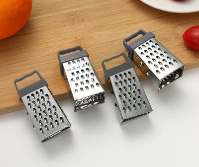 China Sustainable 4 Sided Box Grater Stainless Steel Cheese Grater With Handle Cheese Shredder Box Grater For Vegetables Parmesan Ginger Chocolate for sale