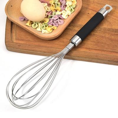 China 11-Inch Flask Viable Egg Beater Multifunctional Manual Cream Stirring Egg Beater Coffee Mixer Black Silver for sale