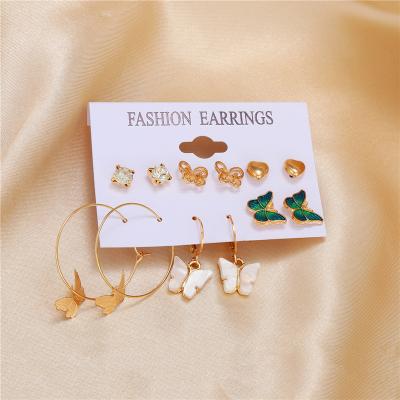 China New Trendy Trendy Stylish High-grade Enamel Stud Heart Acrylic Butterfly Earrings Set All-assortment for sale