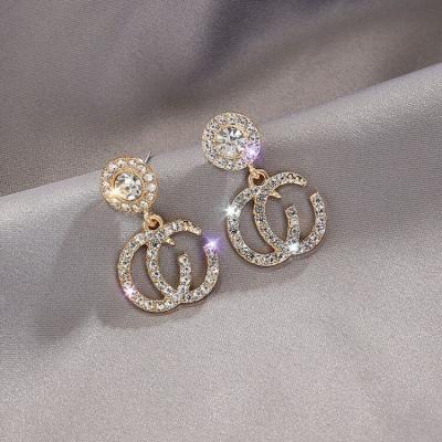 China New Lady Jewelry Shiny Women Trendy Cubic Crystal Diamond Drop Earrings Vintage Fashion Jewelry for sale