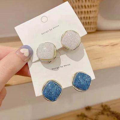 China Vintage Blue Geometric Acrylic French Acrylic Temperament 925 Needle Resin Resin Stud Earring Silver Stud Earring for sale