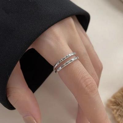 China Silver Color Customized Customized Wholesale Punk Ring Open Letter Ring for sale