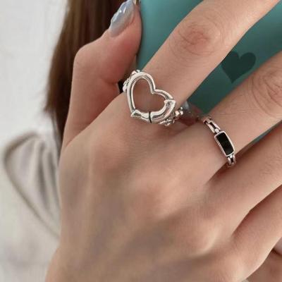 China Vintage Fashion Ring 2pcs/set Simple Set Love Heart Ring For Sale Gift For Women for sale