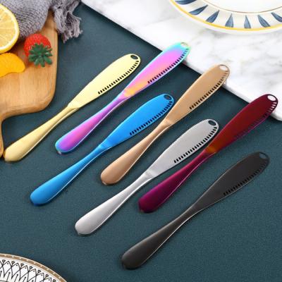 China Kitchenware Utensil Stainless Steel Butter Knife Stocked Butter Spreader For Chocolate Soft Cheese 3 In One Butter Knives Multifunctional for sale