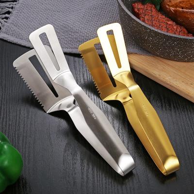 China Home Kitchen Cooking New Amazon Sales Snack Tongs Stainless Steel Tong Kitchen Food Clip Kitchenware Accessory BBQ Hot Flat Food Serving Clips for sale