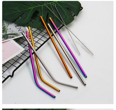 China Best Selling Reusable Customized Colorful Colorful Drinking Metal Straw Set Eco Stainless Steel Bar Drinks Accessories Bottles Straw for sale