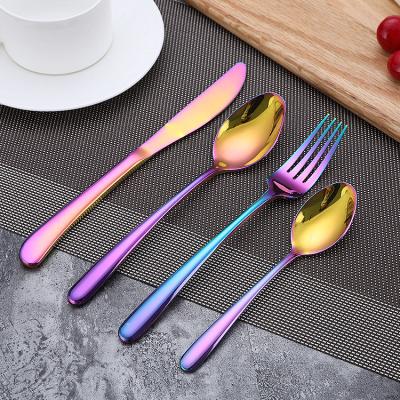 China Amazon Stocked Series French Elegant Flatware Set PVD Rose Gradient Colors Blue Gold Restaurant Catering Gathering Buffet Cutlery Set for sale