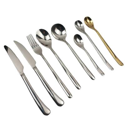 China High Quality Gold Stocked 304 Stainless Steel Gold Cutlery Hotel Spoon Knife Fork Black Cutlery Wedding Flatware for sale