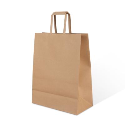 China China Factory Recycled Packing Package Paper Materials Recyclable Brown Flat Rope Handle Shopping Bag For Packing Items for sale