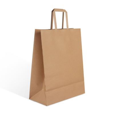 China Recycled Promotional Recyclable Brown Materials Kraft Paper Shopping Bundle Flat Rope Handle Bag For Packaging Item for sale