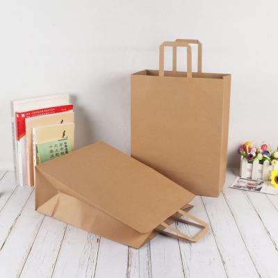 China Recycled Elegant Custom Recyclable Materials Kraft Paper Flat Rope Handle Package Brown Shopping Bag For Packing Items for sale