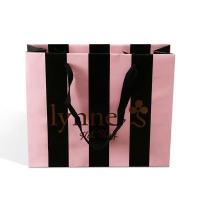 China 100% Recyclable Biodegradable Luxury Pink Paper Carry Gift Packaging Bags With Your Own Logo Shopping for sale