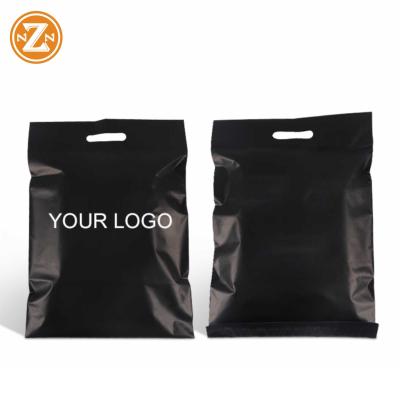 China Custom Logo Designer Mailings Mailers Mailing Envelopes Black Poly Plastic Packing Bag With Handle for sale