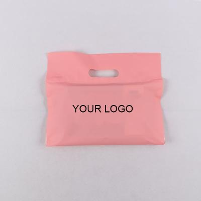 China Tear Proof Polythene Packaging Custom Logo Printed Pink Envelope Mailer Plastic Packaging Bags With Handle for sale