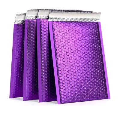 China Metallic Matt Purple Bubble Mailers Padded Express Tear Resistant Aluminum Foil Envelopes Bags For Mailing Mail for sale