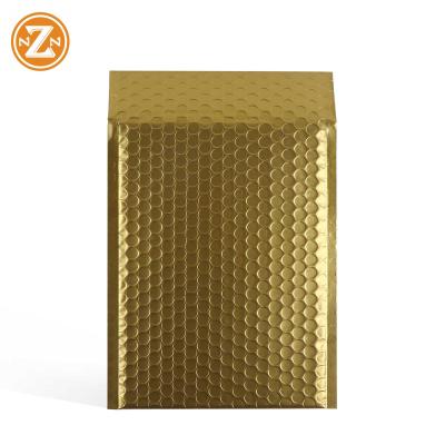 China Protective Packaging Aluminum Foil Matt Gold Metallic Self Seal Bubble Mailers Padded Wraps Messengers Packing Mailing Bags for sale