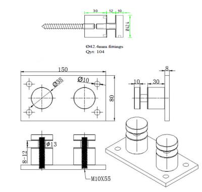 China Wholesale Traditional All Kinds Of Balustrade Standoff Side Glass Pins Around Glass Standoff for sale