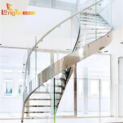 China Modern European Gray Carbon Steel Arched Staircase Spiral Staircase Curved Stairs for sale