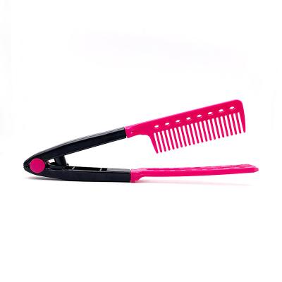 China New Fashion DIY Home Salon Styling Hairdressing Hair Straightening V Comb for sale