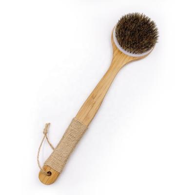 China High Quality Long Handle Round Brush Bamboo Bath Cleaning Brush for sale