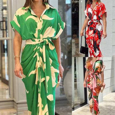 China Kurzärmelig Floral Print Kleider Mode Damenkleid Komfortabel Casual Sexy Slim Fit zu verkaufen