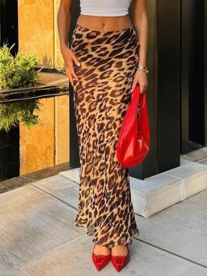 China Summer New Fashion Sexy Leopard Print Chiffon Fishtail Skirt Floor - Length Skirt for sale