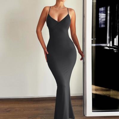 Κίνα New solid color fishtail skirt sexy halter dress προς πώληση