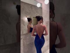 Sexy backless fashion pleated halter wrap hip evening gown