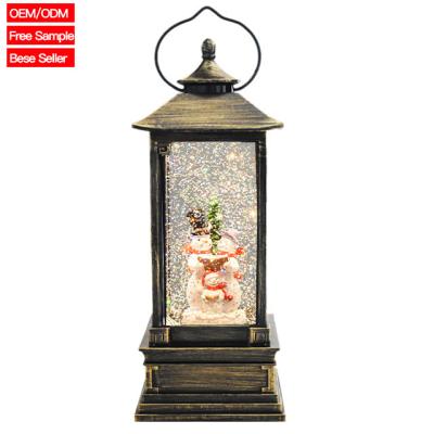 China Festival Indoor Decoration Lit Window Snowman Christmas Light Wind Rotating Lantern for sale