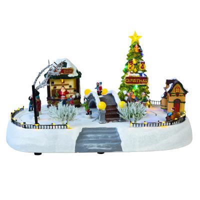 China Best-selling home decoration Europe Christmas fashion house musical Christmas village houses for sale