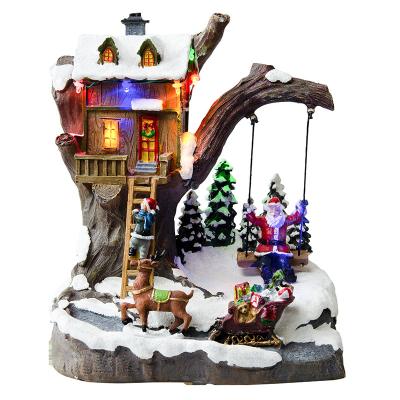 China Europe 2022 Wholesale New Design Artificial Resin Christmas Village Houses Christmas Home Decoration for sale