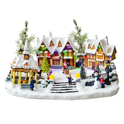 China Life Christmas Scene Christmas Decoration LED Christmas Village Houses With Music for sale