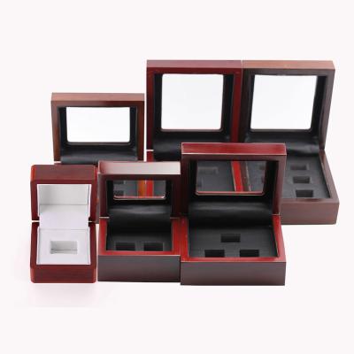 China Wholesale Custom Luxury Boxes of High Quality Championship Rings Beautiful Wooden Ring Box and Display Case for Ring Collection for sale