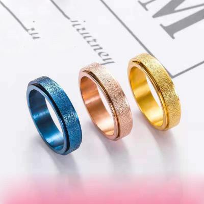 China TRENDY Hot Selling Trending Jewelry Stainless Steel Ring 6 Colors Hip Hop Fashion Rotatable Frosted Single Ring For Women Men for sale