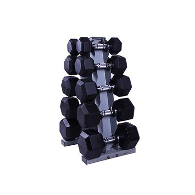 China Weight Gym Equipment Fitness Dumbbells Set 2021 Promotional Power Training Equipment Gym Hex Hex Dumbbells Rubber Coated Steel Sets for sale