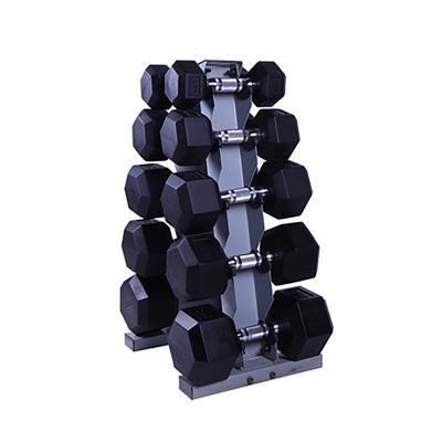 China Weight Gym Equipment Fitness Dumbbells Set 2021 Factory Manufacture Cast Iron Fitness Equipment Round Head Rubber Dumbell/Rubber Hex Dumbbell for sale