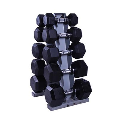 China Weights Gym Equipment Fitness Dumbbells Set 2021 High Quality Set Cheap Dumbbell Fitness Hex Rubber Dumbbell for sale