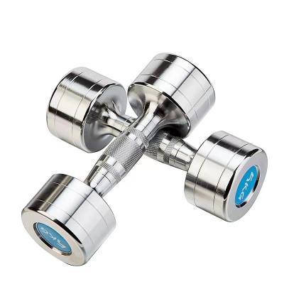 China Comfortable Round Head Design Fitness Dumbbells Plated Steel Dumbbells Home Fitness Dumbbells for sale