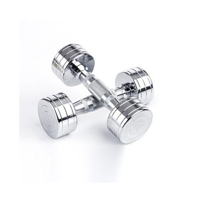 China 2021 Comfortable New Style Gym Basic Equipment Silver Fixed Electroplated Dumbbell for sale