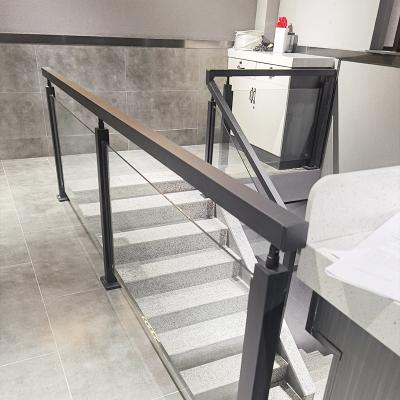 China Durable Black Stainless Steel Stairs Railings Design Glass Balustrade for sale