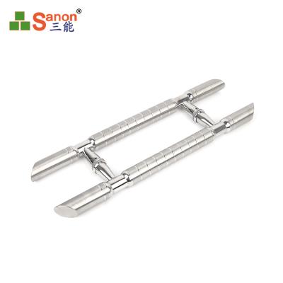 China Modern Stainless Steel Lobby Furniture Competitive Price H Shape Glass Door Pull Handle for sale